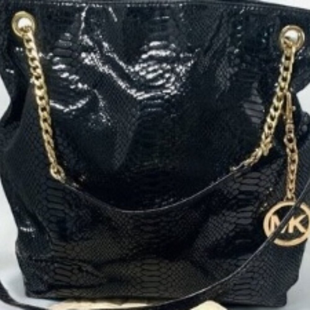 $398 Michael Kors Snakeskin Python Patent Leather… - image 2